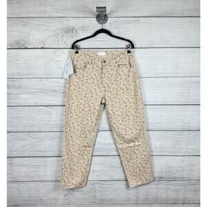 Boyish Women's High Rise Tommy Desert Rose Floral Ivory Straight Jeans Size 30